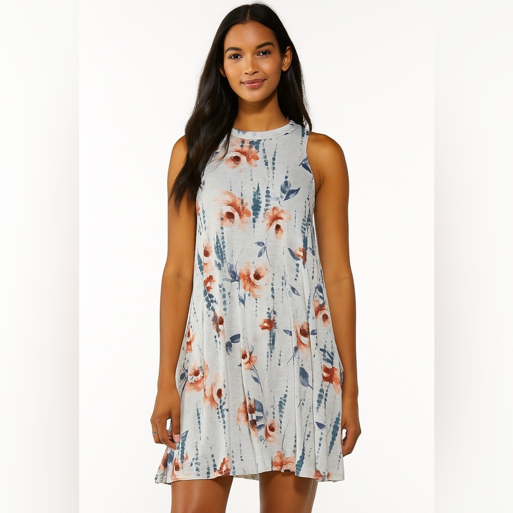 I Joah Women's Floral Mini Swing Sleeveless Dress S Flowy Boho Romantic Feminine